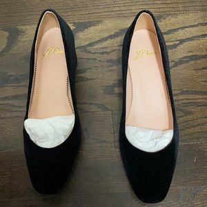 J.Crew Velvet Block Heel Pumps